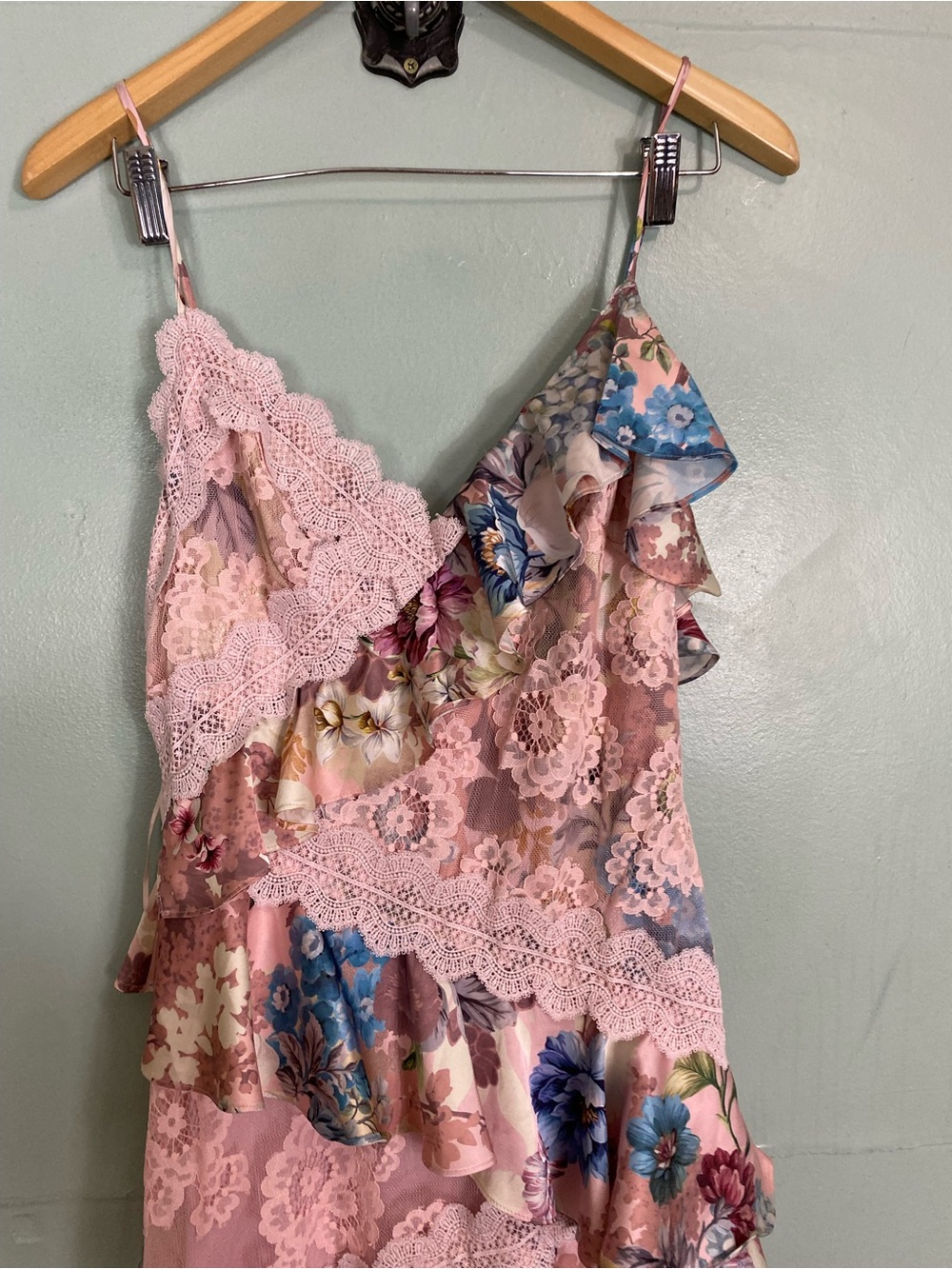 Anthropologie BHLDN‎ Elora Sleeveless V Neck Ruffle Lace Midi Dress Floral Sz 8 - Picture 3 of 8